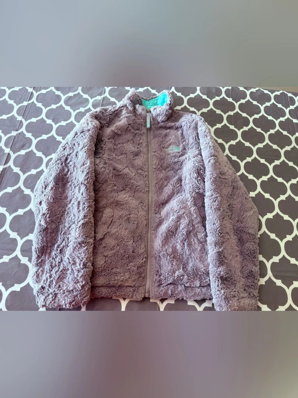 The North Face Girls' Reversible Mossbud Swirl Puffer Fuzzy Jacket